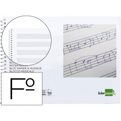 Bloc musica liderpapel pentagrama 3mm folio apaisado 20 hojas 100g/m2