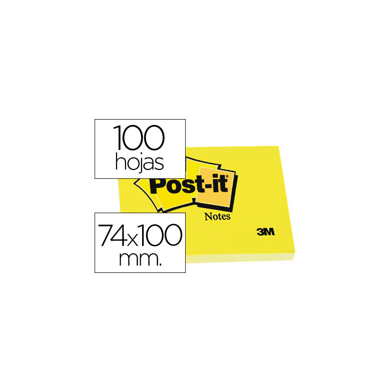 Bloc de notas adhesivas quita y pon post-it 76x102 mm con 100 hojas 657