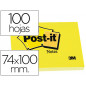Bloc de notas adhesivas quita y pon post-it 76x102 mm con 100 hojas 657