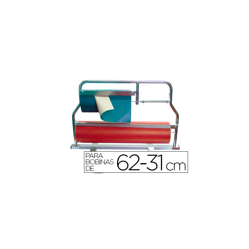 Portarrollo metal mostrador corta papel para bobinas de 62-31 cm