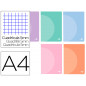 Libreta liderpapel 360 tapa de plastico a4 48 hojas 90g/m2 cuadro 5mm con doble margen colores pastel