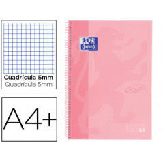 Cuaderno espiral oxford ebook 1 school touch te din a4+ 80 hojas cuadro 5 mm con margen flamingo pastel