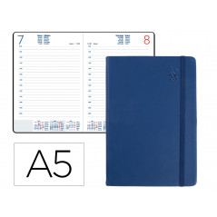 Agenda encuadernada liderpapel esparta 15x21 cm 2023 dia pagina con gomilla color azul papel 70 gr