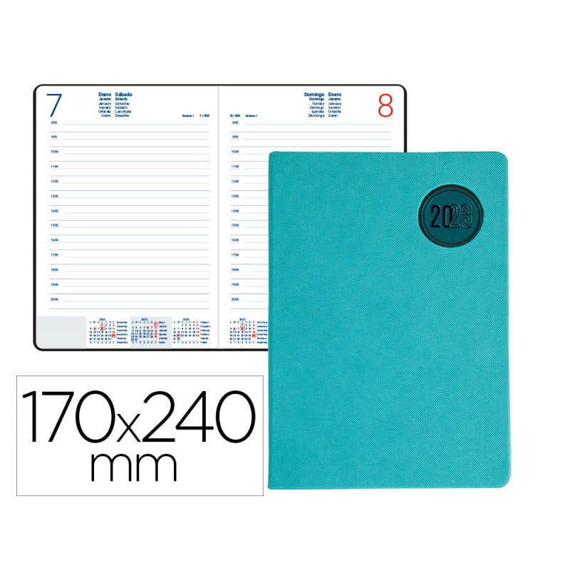 Agenda encuadernada liderpapel kilkis 17x24 cm 2023 dia pagina color turquesa papel 70 gr Agenda encuadernada liderpapel kilkis 17x24 cm 2023 dia pagina color turquesa papel 70 gr