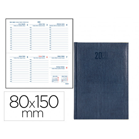 Agenda encuadernada liderpapel creta 8x15 cm 2023 semana vista color azul papel 70 gr