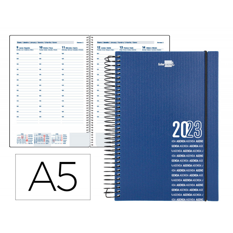 Agenda espiral liderpapel olbia 15x21 cm 2023 semana vista tapa polipropileno metalizado azul papel 60 gr Agenda espiral liderpapel olbia 15x21 cm 2023 semana vista tapa polipropileno metalizado azul papel 60 gr