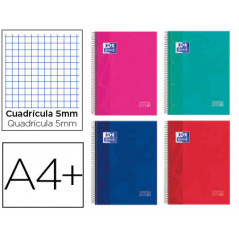 Cuaderno espiral oxford surt europeanbook 10 school classic tapa extradura din a4+ 150 hojas cuadro 5 mm con