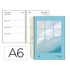 Agenda espiral liderpapel perissa a6 2023 semana vista papel 80 gr color plumas