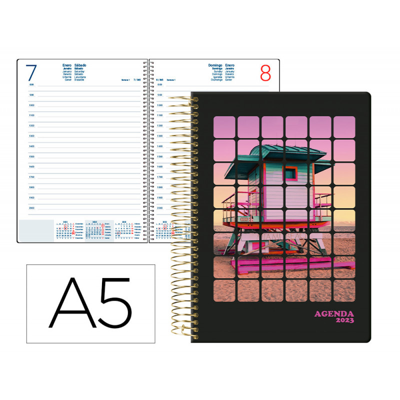 Agenda espiral liderpapel perissa a5 2023 dia pagina papel 80 gr color playa Agenda espiral liderpapel perissa a5 2023 dia pagina papel 80 gr color playa