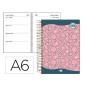 Agenda espiral liderpapel classic a6 2023 semana vista portada polipropileno papel 70 gr color rosa
