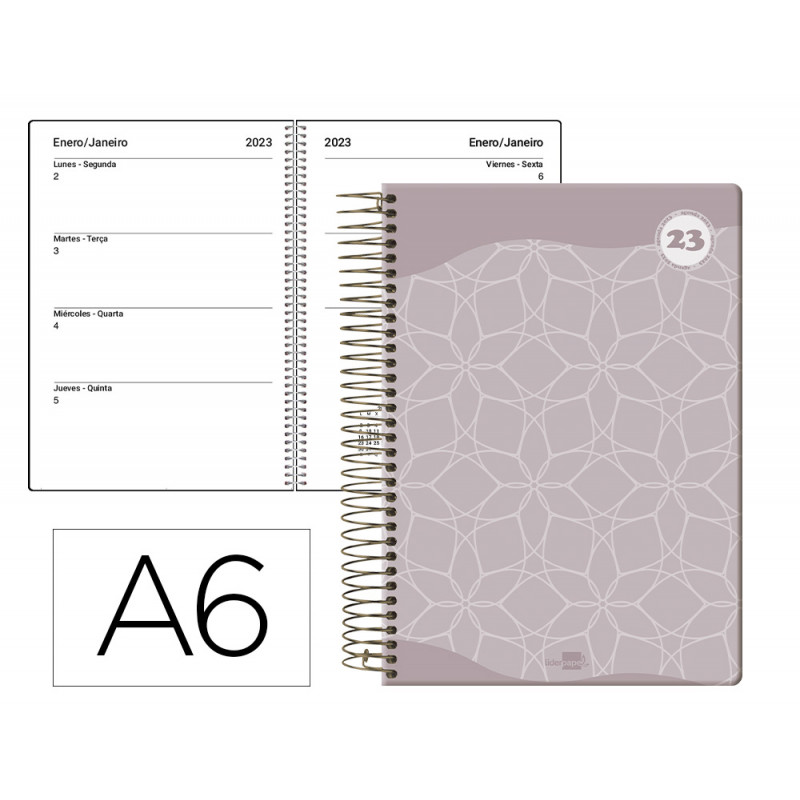 Agenda espiral liderpapel classic a6 2023 semana vista portada polipropileno papel 70 gr color gris Agenda espiral liderpapel classic a6 2023 semana vista portada polipropileno papel 70 gr color gris