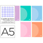 Libreta liderpapel 360 tapa de plastico a5 48 hojas 90gr cuadro 5 mm con doble margen colores pastel