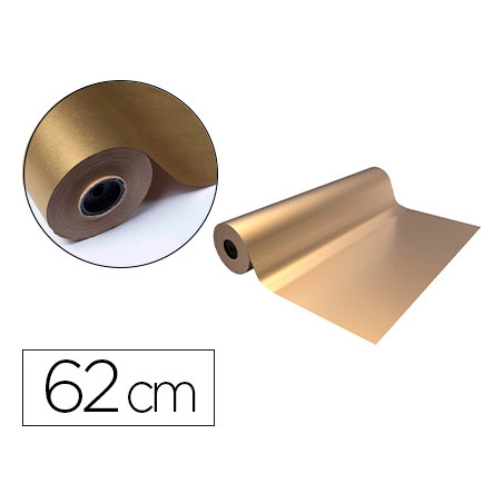 Papel de regalo basika metalizado oro bobina ancho 62 cm longitud 80 m