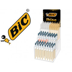 Boligrafo bic 4 colores shine + celebrate expositor de 88 udsurtidas +regalo 50 crist azul+ 50 shine oro + 50 shine plat