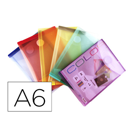 Carpeta tarifold dossier broche din a6 vertical polipropileno 200 mc velcro expositor 60 uds surtidas