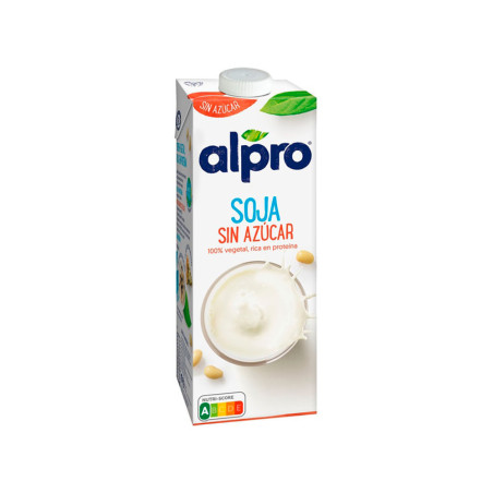 Bebida de soja alpro 100% vegetal sin azucar rica en proteinas con calcio y vitaminas brik de 1 litro