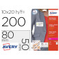 Etiqueta adhesiva avery identificativa acetato de seda tamaño 80x50 mm removible laser caja de 100