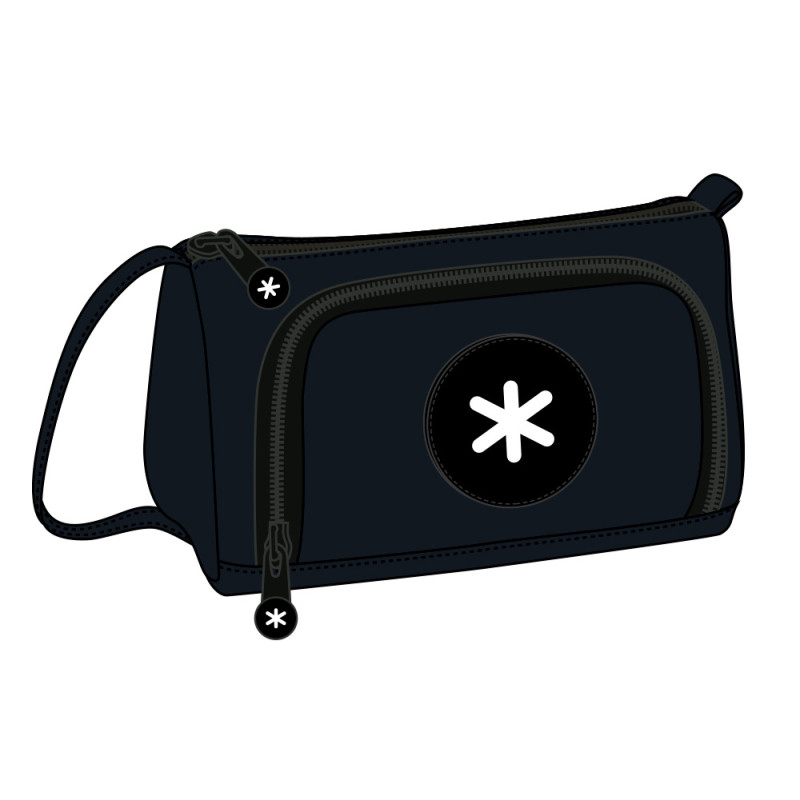 Bolso escolar portatodo antartik con bolsillo delantero desplegable color negro 110x85x200 mm