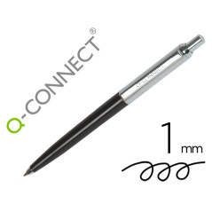 Boligrafo q-connect premium metalico retractil con clip color negro punta 1 mm