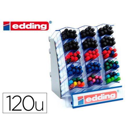 Rotulador edding marcador permanente 3000 punta redonda 1,5-3 mm recargable expositor 120 unidades colores surtidos