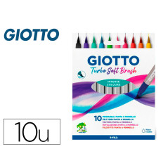 Rotulador giotto turbo soft brush punta de pincel caja de 10 unidades colores surtidos