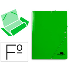 Carpeta liderpapel gomas tres solapas carton plastificado folio color verde