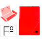 Carpeta liderpapel gomas tres solapas carton plastificado folio color rojo