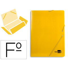 Carpeta liderpapel gomas tres solapas carton plastificado folio color amarillo