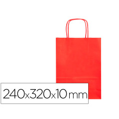 Bolsa papel q-connect celulosa rojo s con asa retorcida 240x320x10 mm