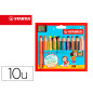 Lapices de colores stabilo woody 3 en 1 mina xxl estuche de 10 colores surtidos + sacapuntas