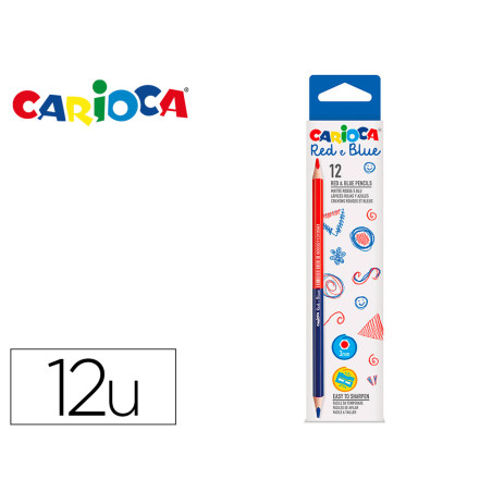 Lapices bicolor carioca rojo/azul caja de 12 unidades