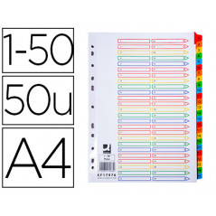 Separador numerico q-connect plastico 1-50 juego de 50 separadores din a4 multitaladro