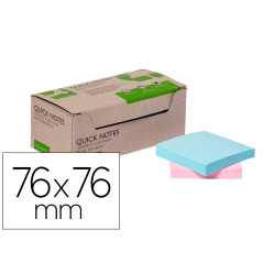 Bloc de notas adhesivas quita y pon q-connect 76x76 mm 100% papel reciclado colores pasteles en caja de carton