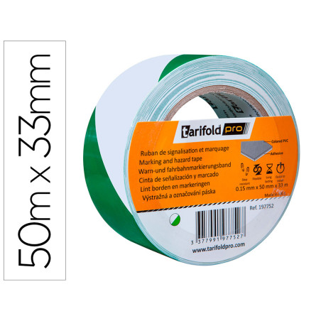 Cinta adhesiva djois seguridad para marcaje y señalizacion de suelo 33 mt x 50 mm color blanco/verde