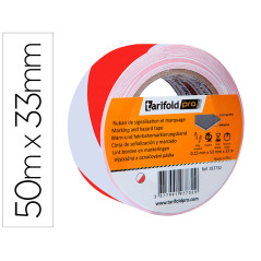 Cinta adhesiva djois seguridad para marcaje y señalizacion de suelo 33 mt x 50 mm color blanco/rojo