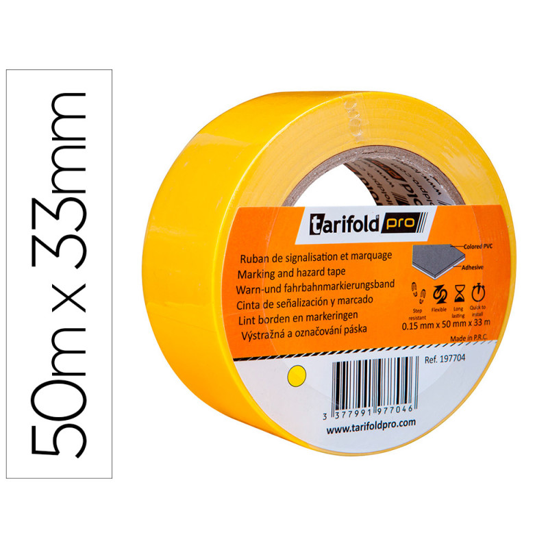 Cinta adhesiva djois para marcaje y señalizacion de suelo 33 mt x 50 mm color amarillo