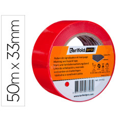 Cinta adhesiva djois para marcaje y señalizacion de suelo 33 mt x 50 mm color rojo