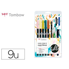 Set de caligrafia tombow blended lettering cozy times 9 piezas