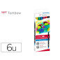 Rotulador tombow abt dual brush acuarelable doble punta fina/pincel estuche de 6 colores primarios