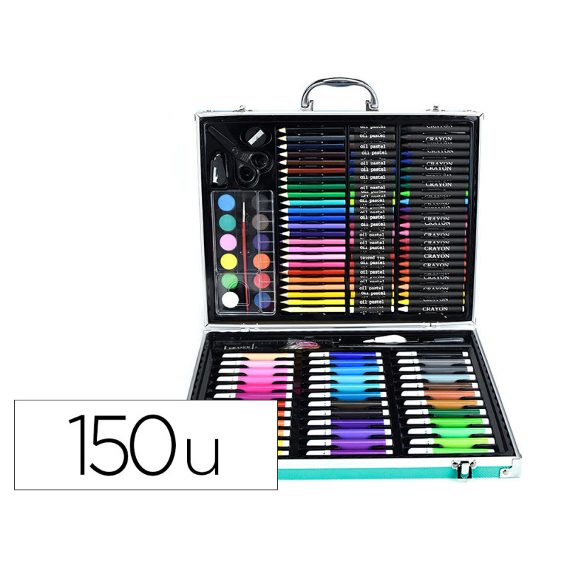 Estuche de pintura liderpapel aluminio 150 piezas maletin 37,8x29,7x4,6 cm