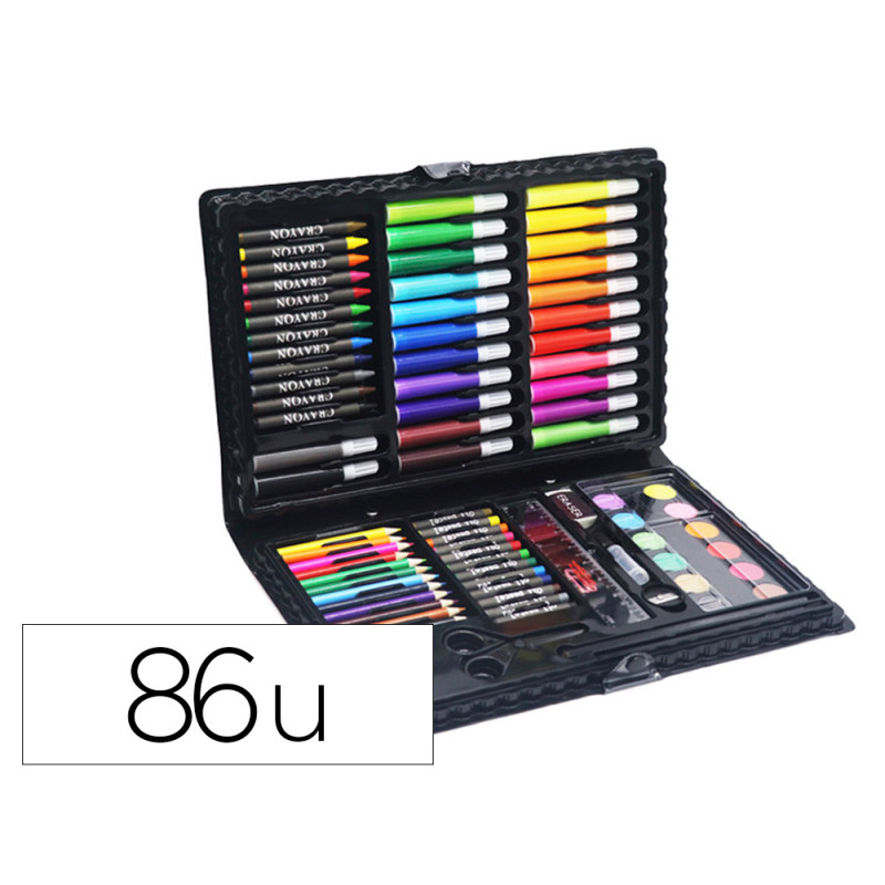 Estuche de pintura liderpapel plastico 86 piezas 34x23x3,2 cm