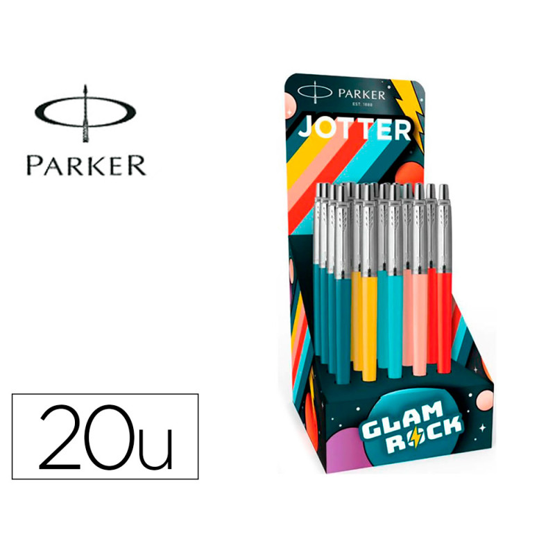 Boligrafo parker jotter originals glam rock transit expositor de 20 unidades colores surtidos