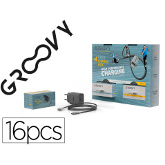 Expositor groovy sobremesa 4 cables apple lightning + 4 cables tipo c + 8 cargadores carga rapida