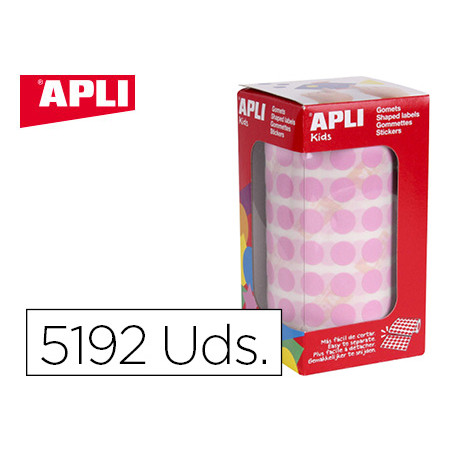 Gomets apli autoadhesivo circulares 10,5 mm rosa rollo con 5192 unidades