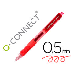 Boligrafo q-connect sigma retractil con sujecion de caucho tinta gel 0,5 mm color rojo
