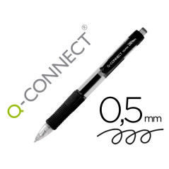 Boligrafo q-connect sigma retractil con sujecion de caucho tinta gel 0,5 mm color negro