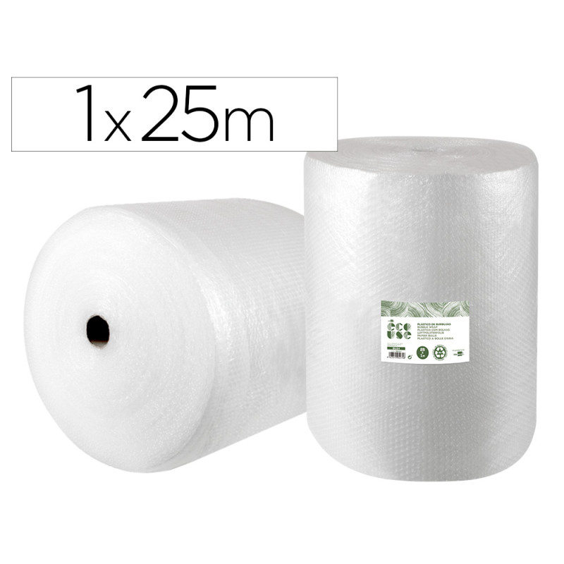 Plastico burbuja liderpapel ecouse 1x25m 30% de plastico reciclado