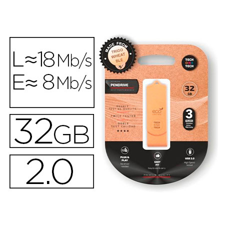 Memoria usb tech one tech ecotech biodegradable 32 gb usb 2.0