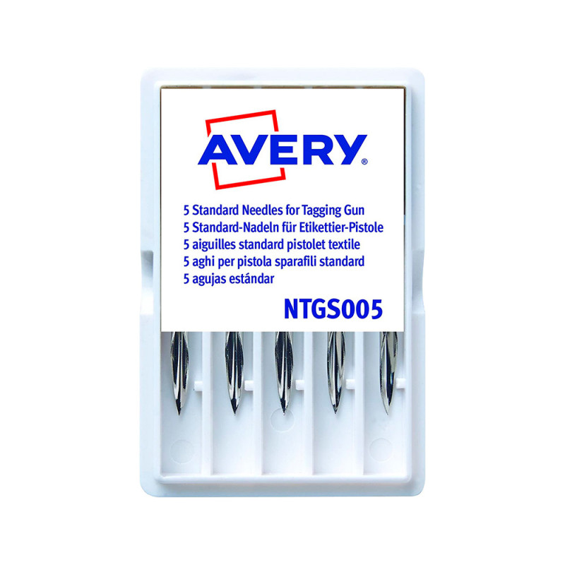 Repuesto de aguja avery corta estandar base plastico para pistola de navetes tgs005 caja de 5 unidades