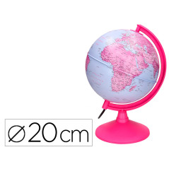 Globo terraqueo liderpapel con luz fisico y politico diametro 20 cm color rosa